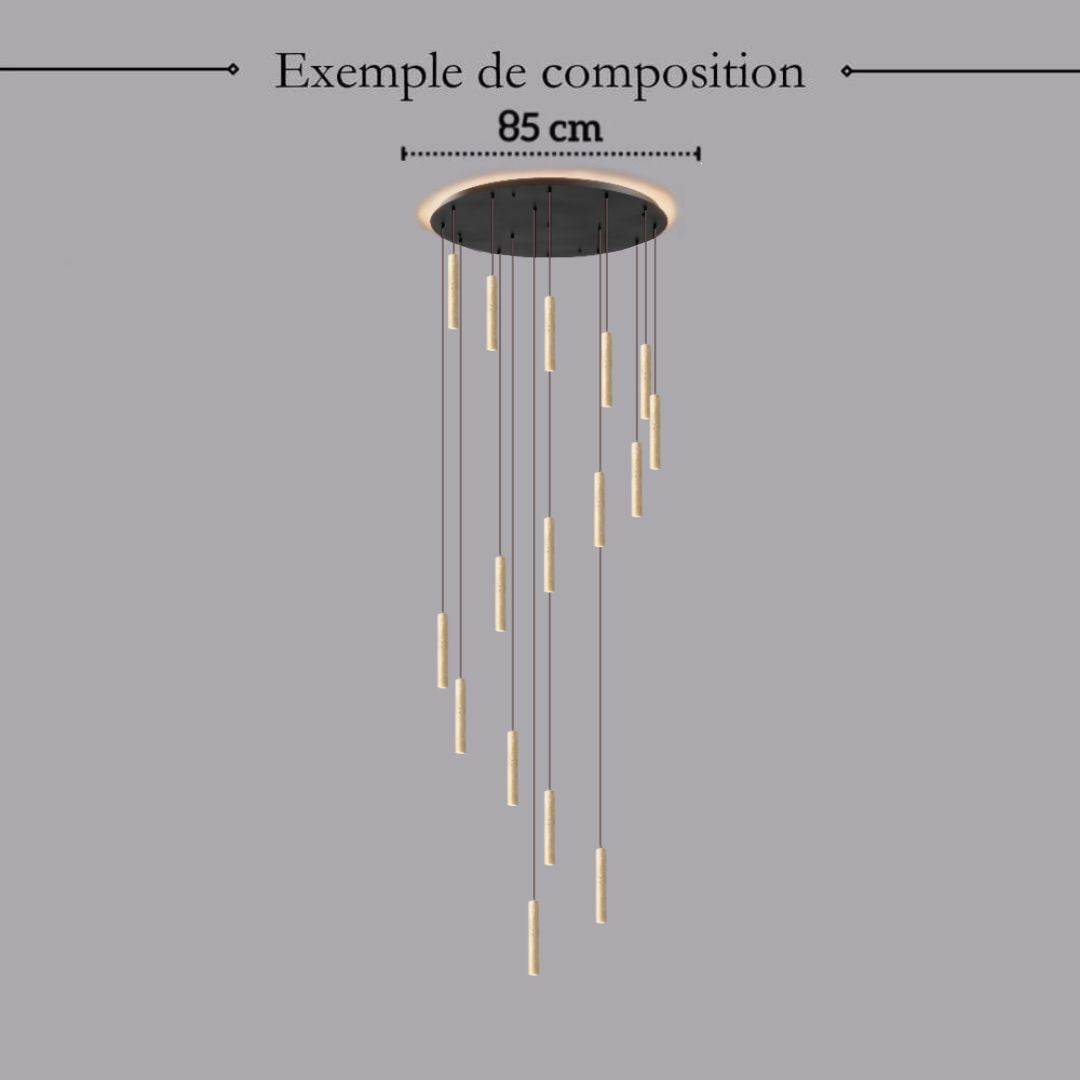 Suspension tube cylindrique en pierre naturelle