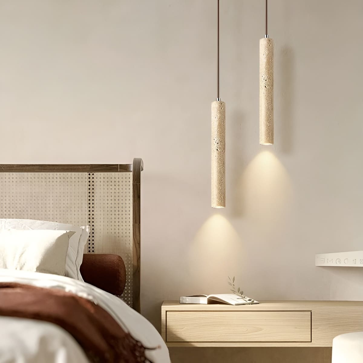 Suspension tube cylindrique en pierre naturelle