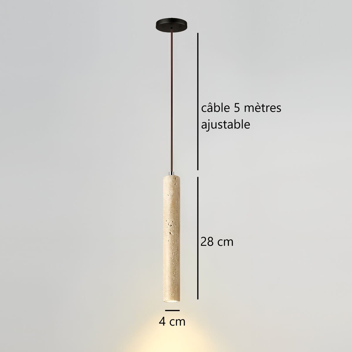 Suspension tube cylindrique en pierre naturelle