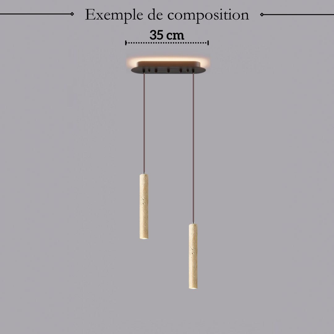 Suspension tube cylindrique en pierre naturelle