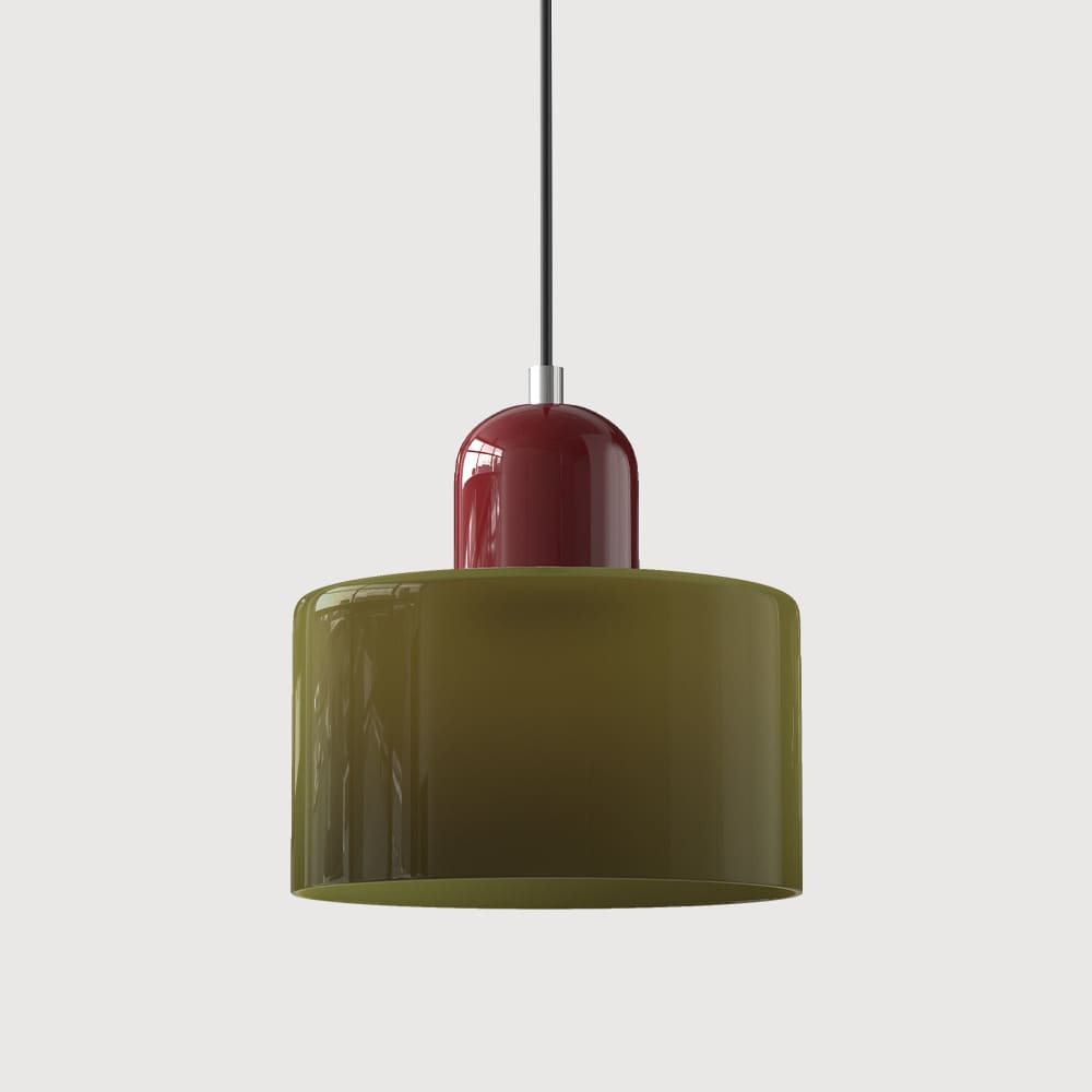 Suspension en verre coloré | Élégance rétro & touche pop Vert kaki / Bordeau