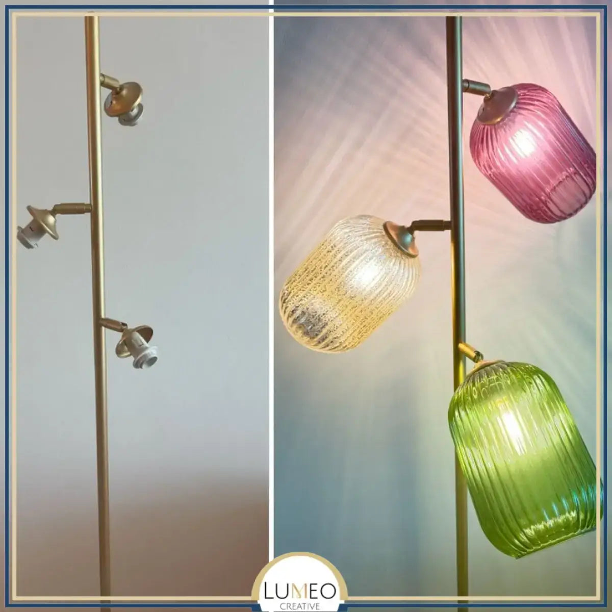 Abat jour lampadaire en verre style Vintage | CRISTALI