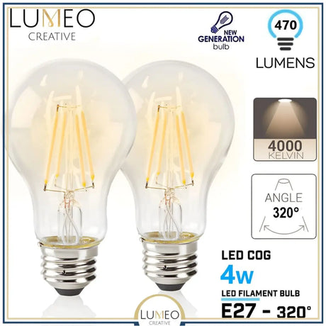 Pack 2 ampoules e27 led 4W blanc neutre