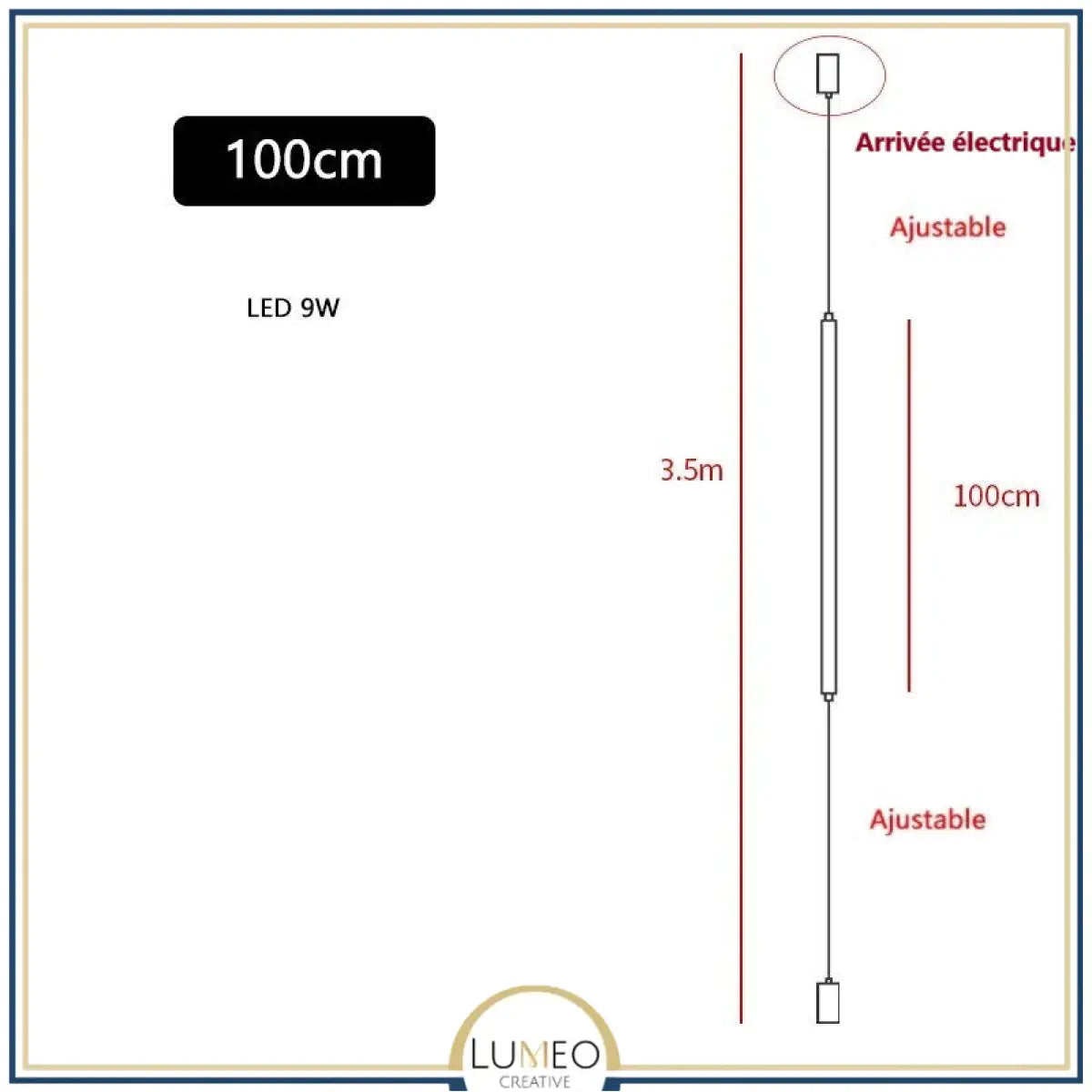 Applique linéaire plafond sol | Éclairage minimaliste vertical 100 cm / Sans prise / Blanc froid