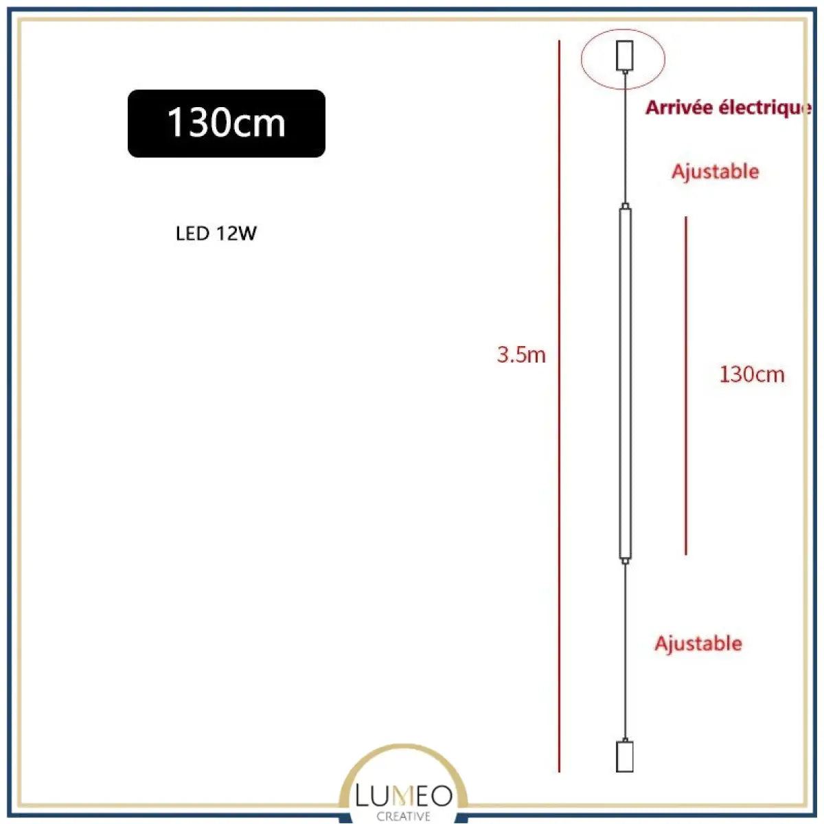 Applique linéaire plafond sol | Éclairage minimaliste vertical 130 cm / Sans prise / Blanc froid
