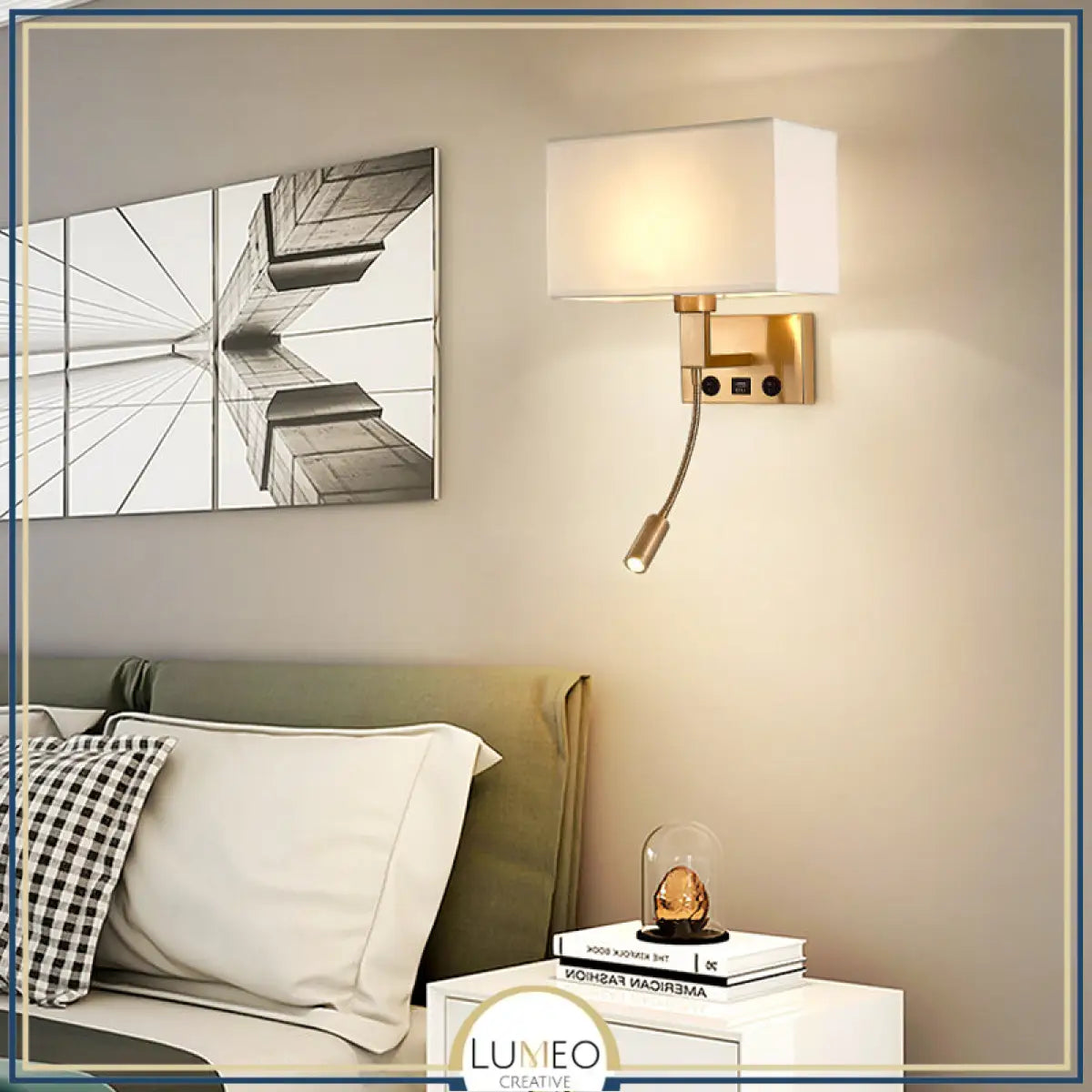 Applique murale avec liseuse LED | Luminaire de chevet chic et élégant