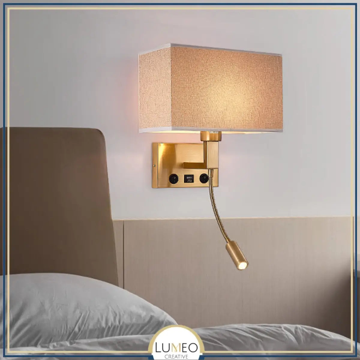 Applique murale avec liseuse LED | Luminaire de chevet chic et élégant