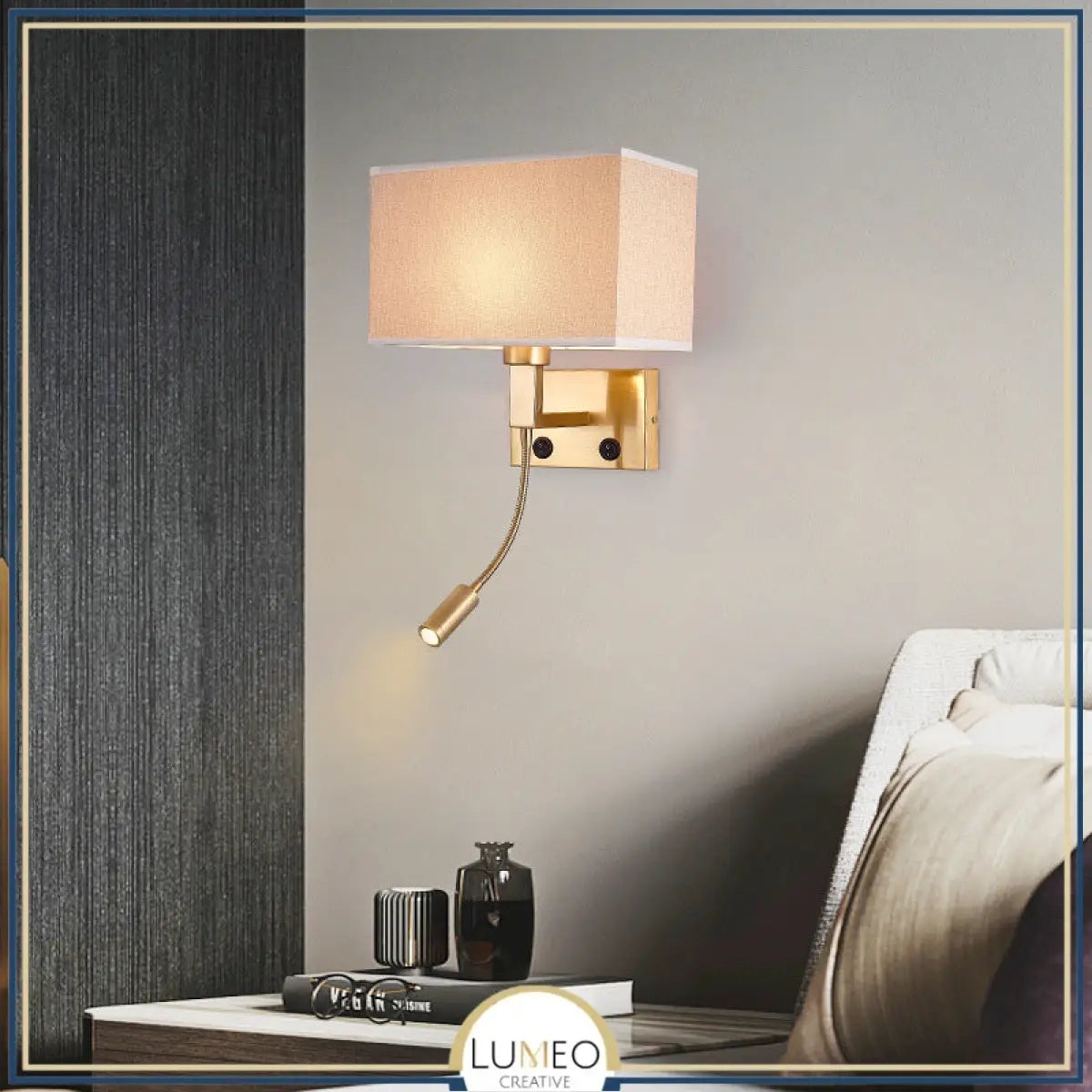 Applique murale avec liseuse LED | Luminaire de chevet chic et élégant