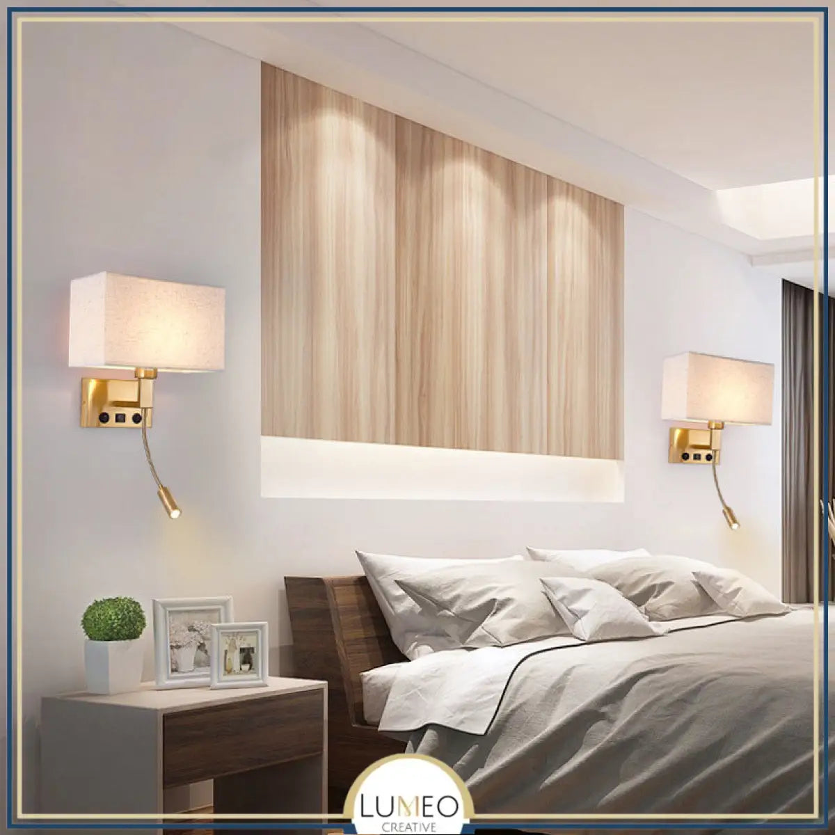 Applique murale avec liseuse LED | Luminaire de chevet chic et élégant