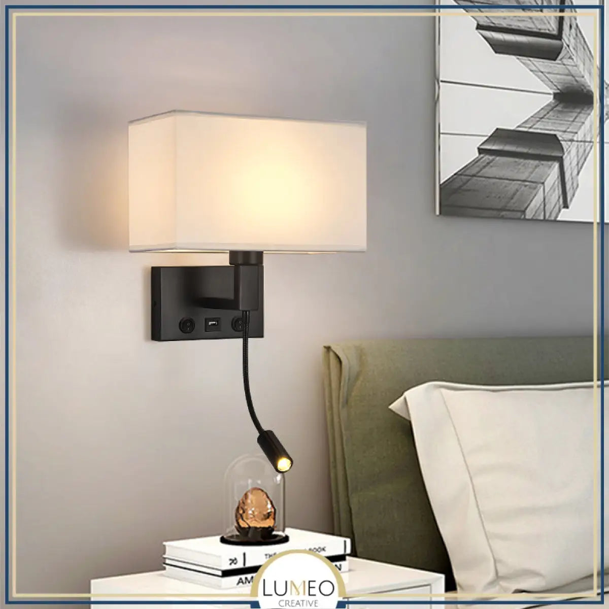 Applique murale avec liseuse LED | Luminaire de chevet chic et élégant