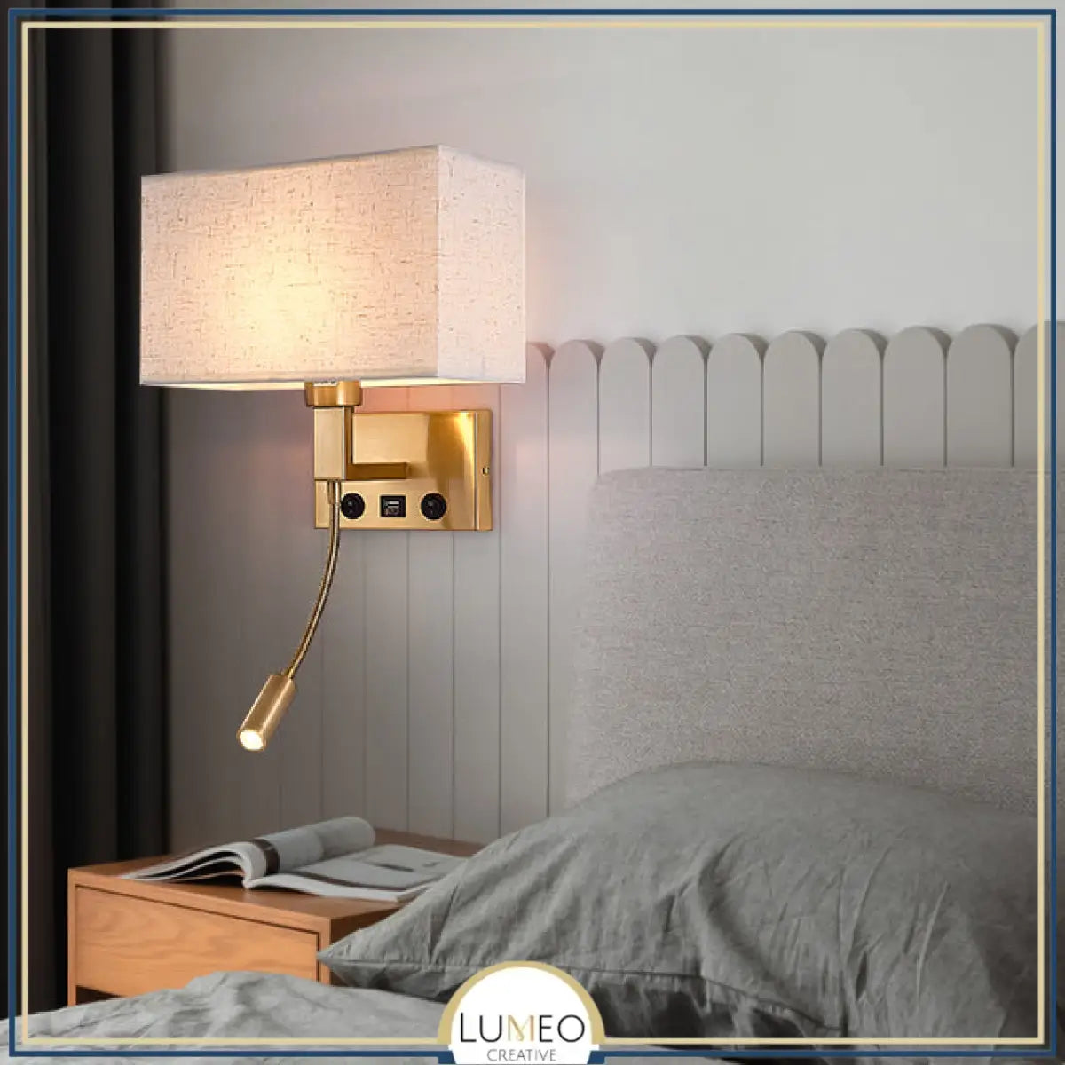 Applique murale avec liseuse LED | Luminaire de chevet chic et élégant