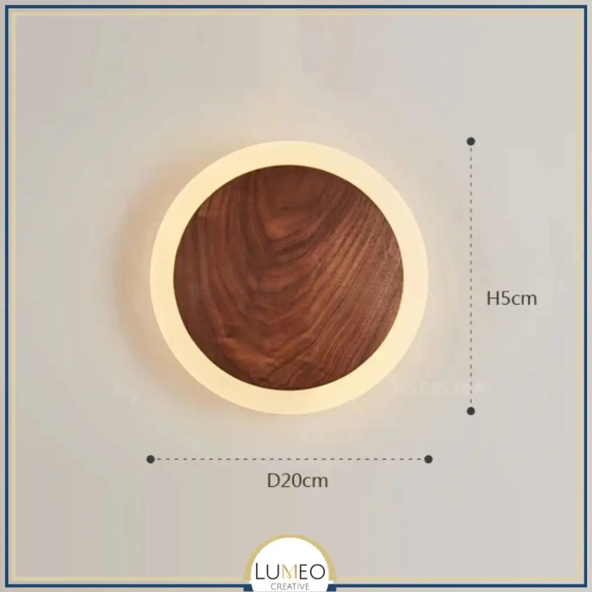 Applique murale bois cercle lumineux | Design chic et naturel 20 cm / Blanc froid