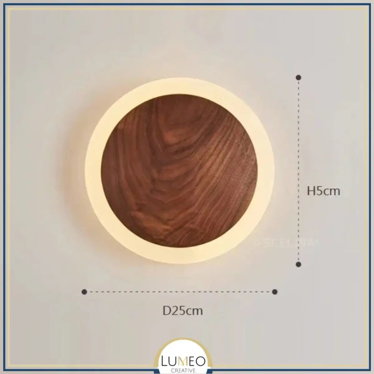 Applique murale bois cercle lumineux | Design chic et naturel 25 cm / Blanc chaud