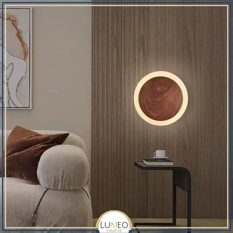 Applique murale bois cercle lumineux | Design chic et naturel