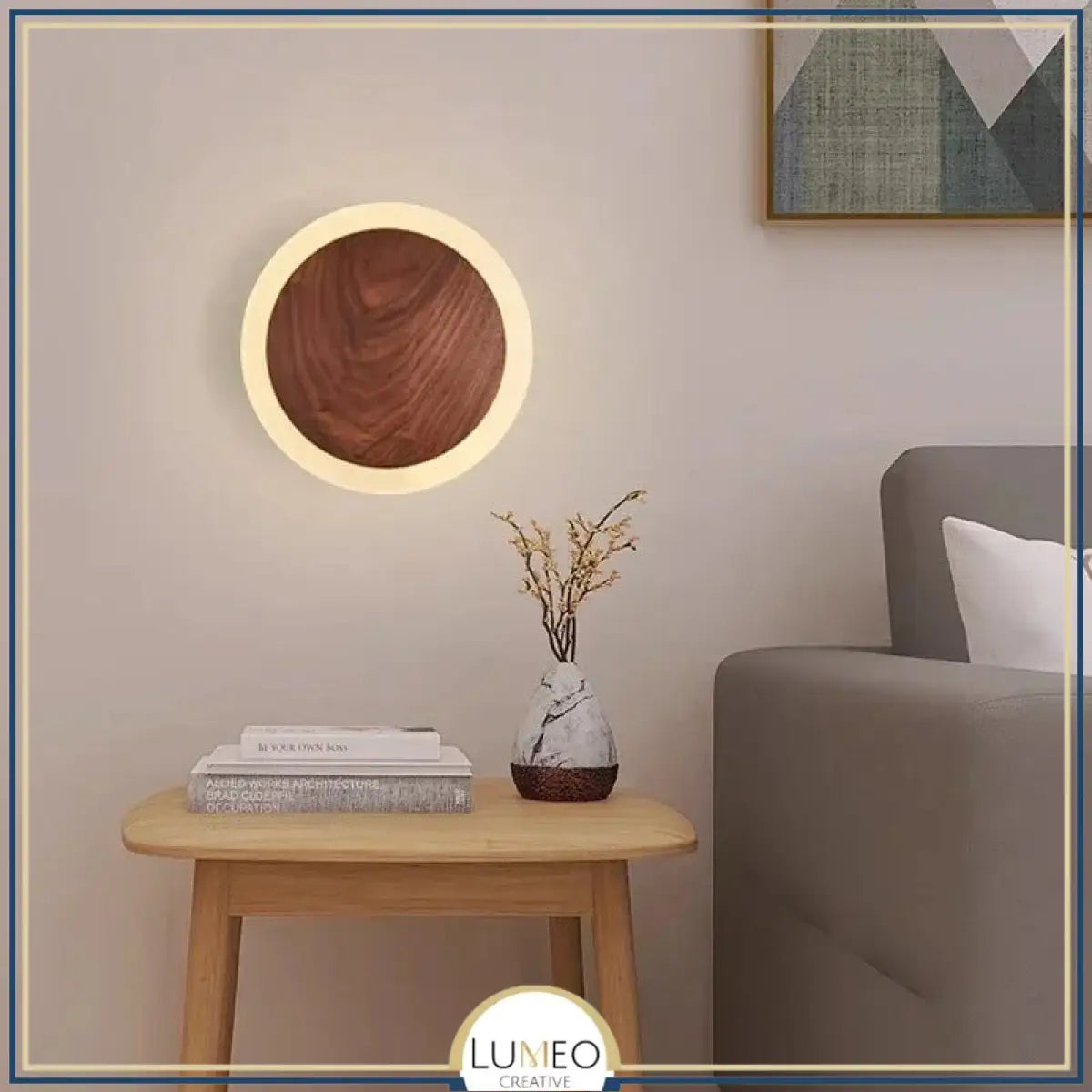 Applique murale bois cercle lumineux | Design chic et naturel