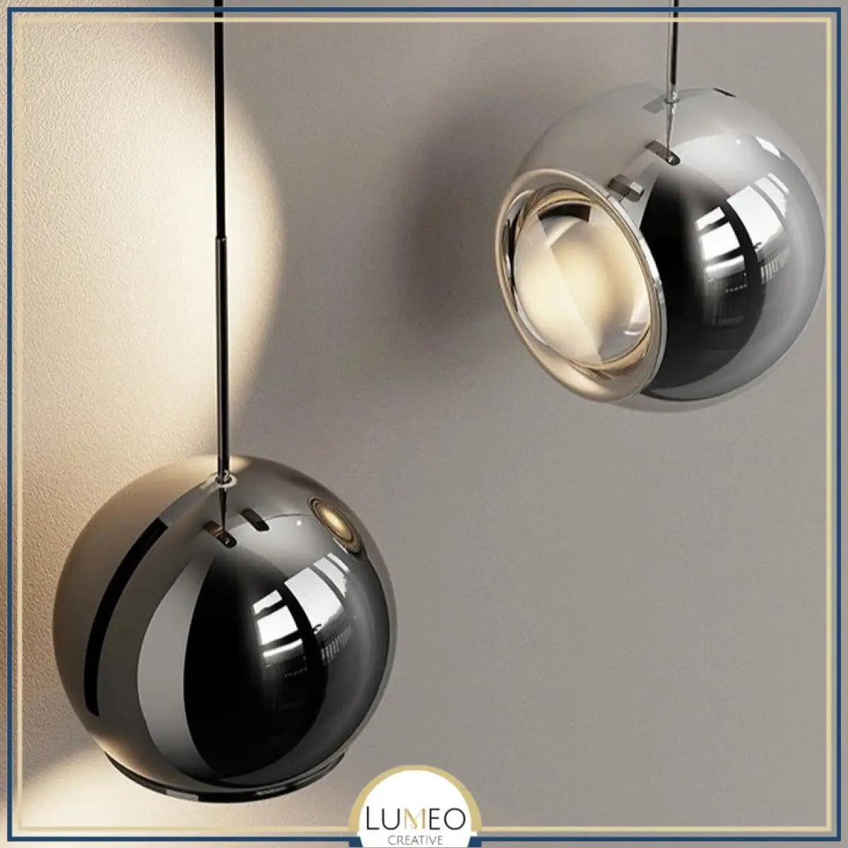 Applique murale boule suspendue chromée | Luminaire design ajustable pour chambre ou salon