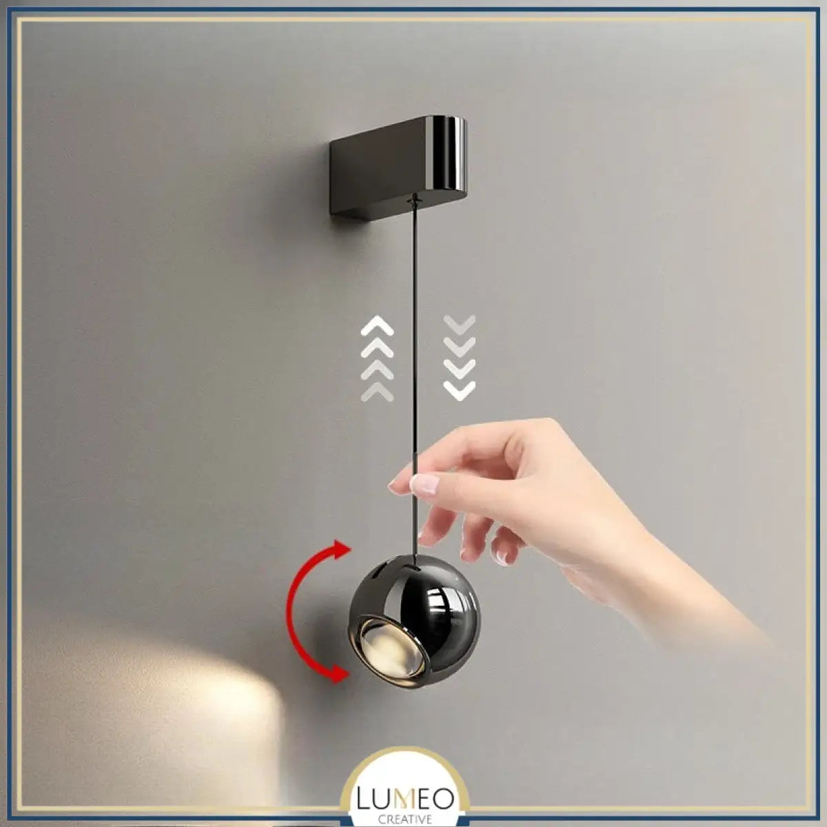 Applique murale boule suspendue chromée | Luminaire design ajustable pour chambre ou salon