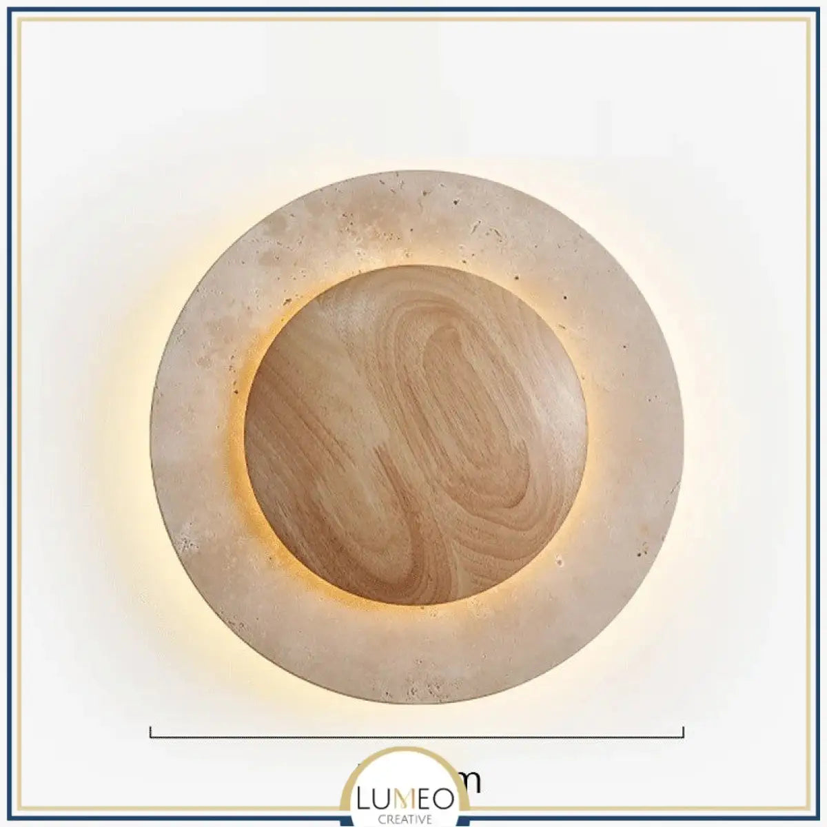 Applique murale cercle bois & pierre rétroéclairée | Luminaire mural au design naturel