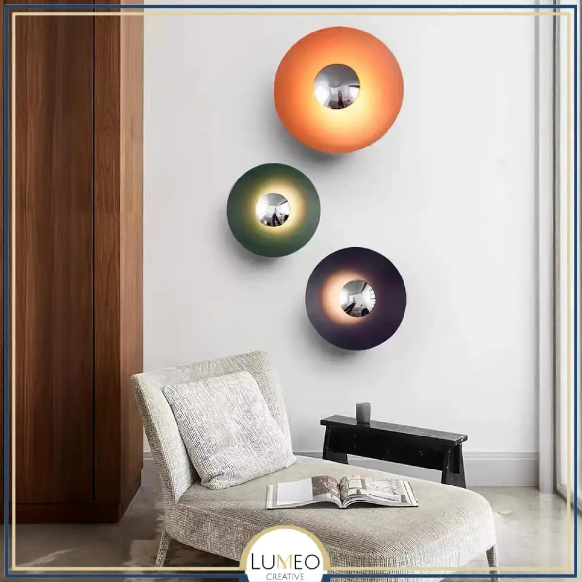 Applique murale circulaire éclipse| Luminaire mural multicolore au style artistique et sculptural