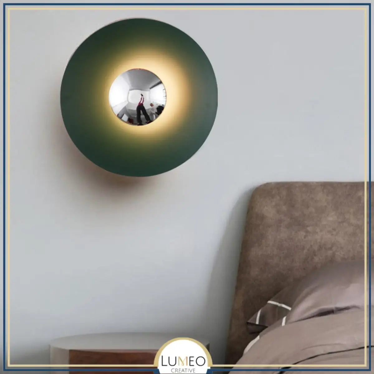 Applique murale circulaire éclipse| Luminaire mural multicolore au style artistique et sculptural 30cm / Vert & Argent