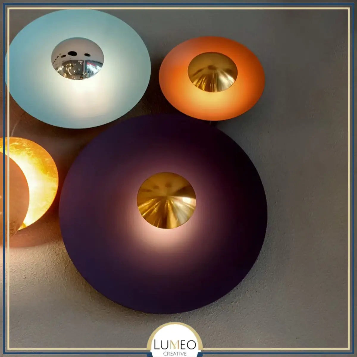 Applique murale circulaire éclipse| Luminaire mural multicolore au style artistique et sculptural