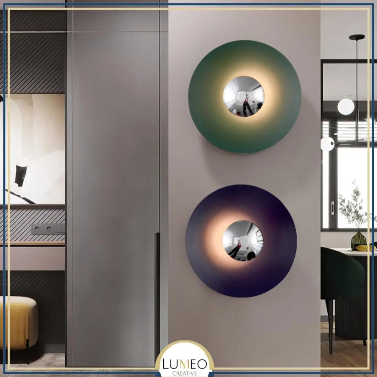 Applique murale circulaire éclipse| Luminaire mural multicolore au style artistique et sculptural