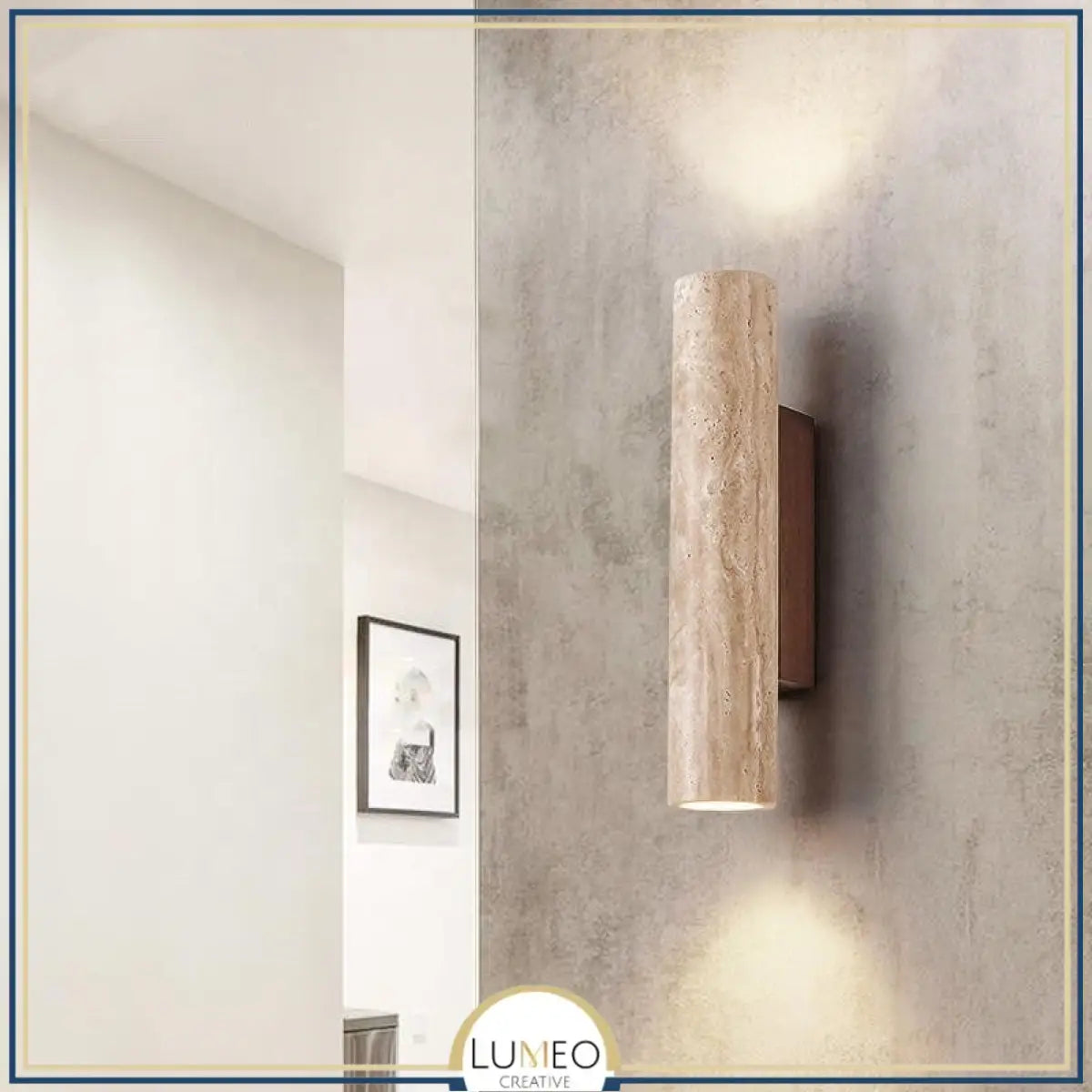 Applique murale cylindre en pierre naturelle | Éclairage doux haut et bas