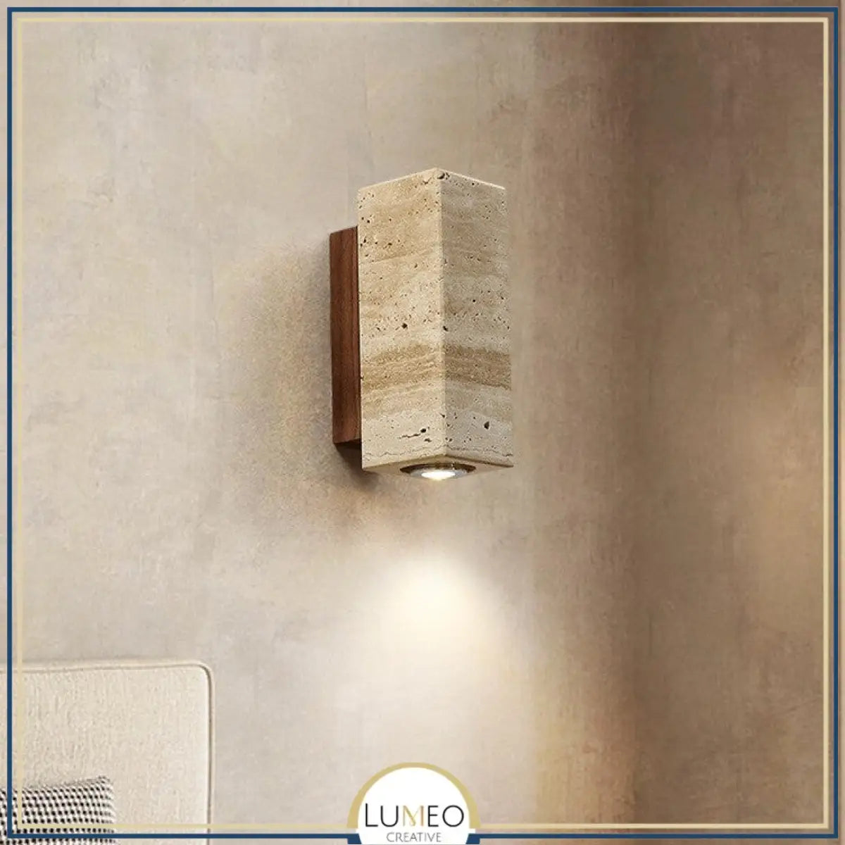 Applique murale cylindre en pierre naturelle | Éclairage doux haut et bas