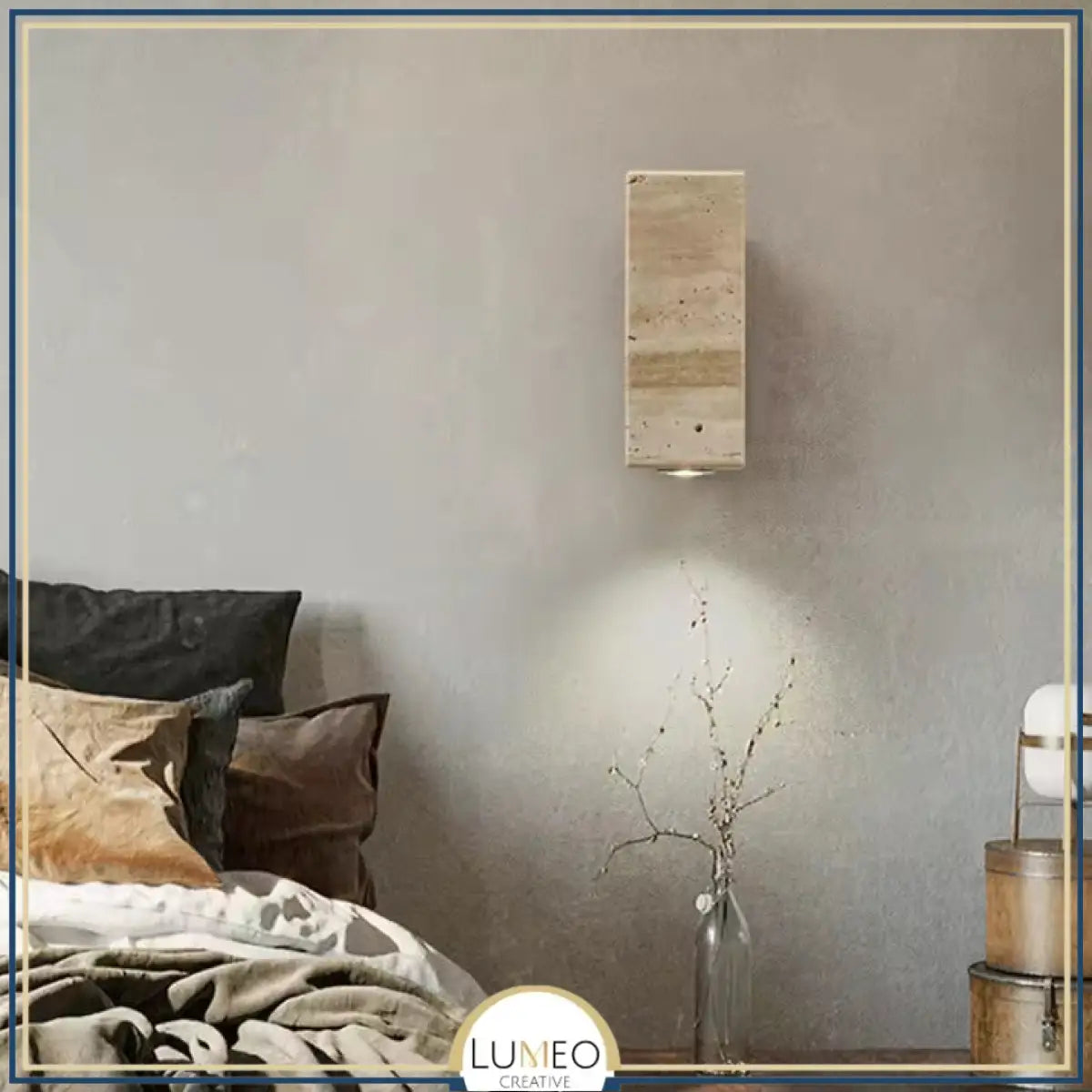 Applique murale cylindre en pierre naturelle | Éclairage doux haut et bas