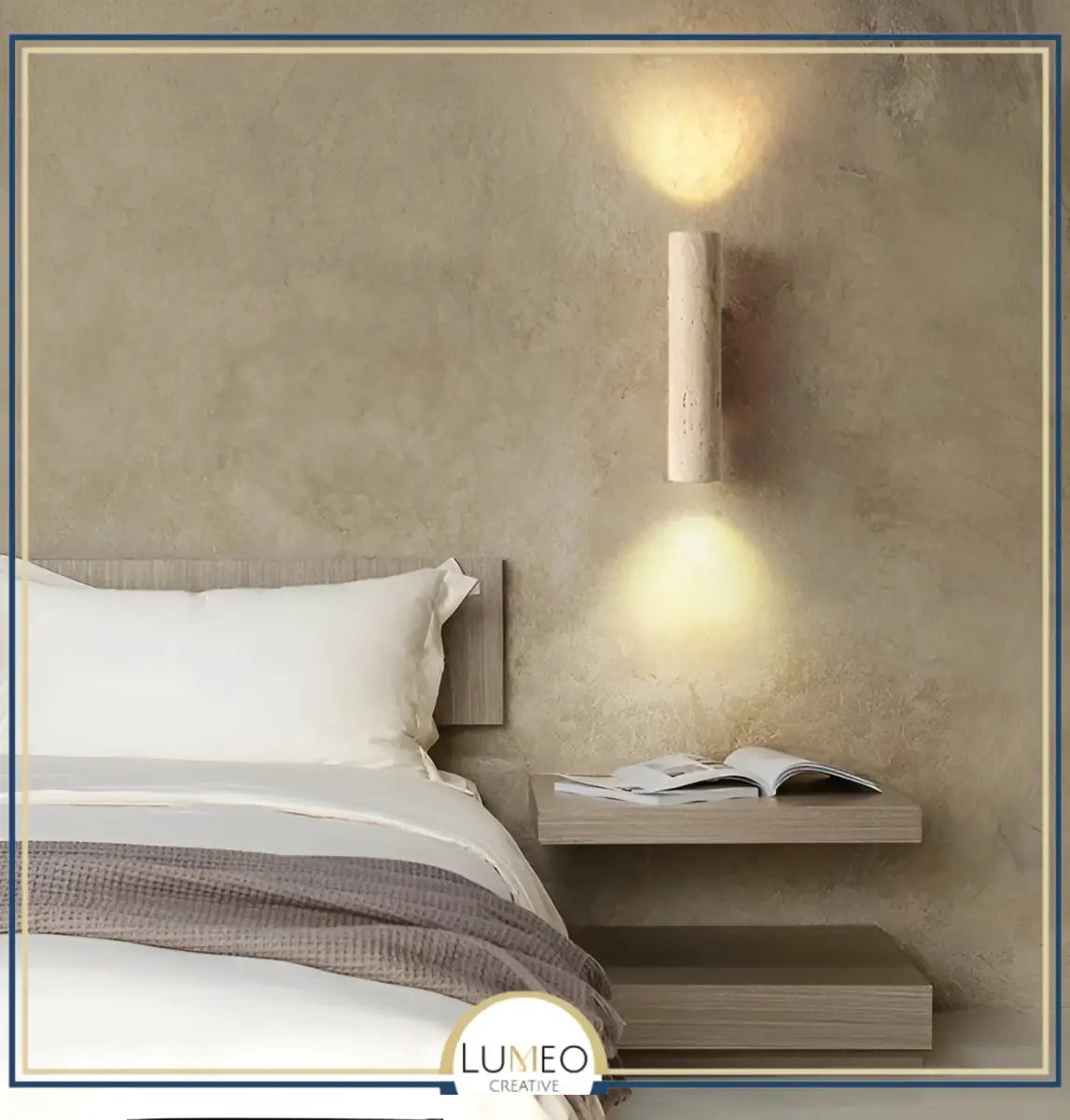 Applique murale cylindre en pierre naturelle | Éclairage doux haut et bas