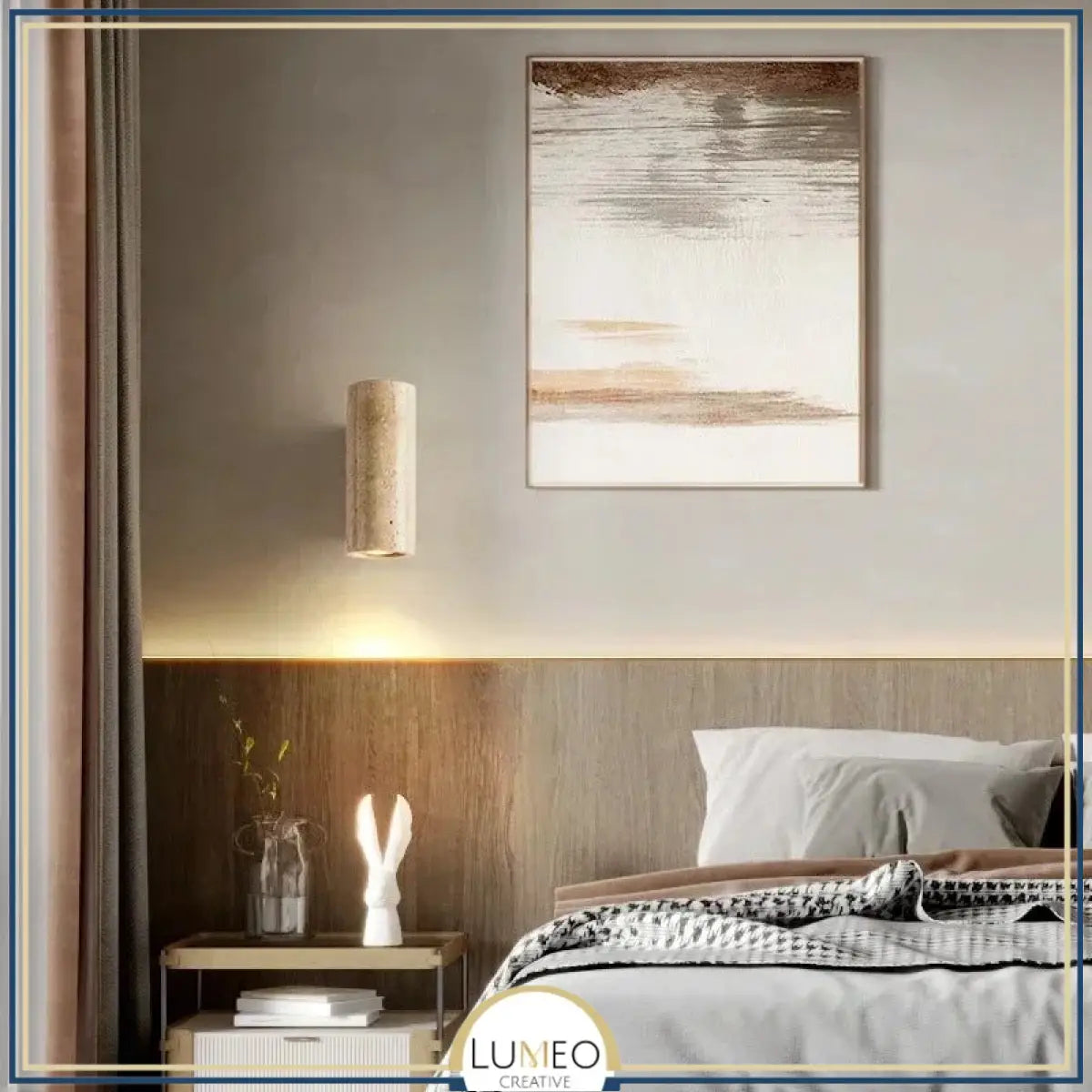 Applique murale cylindre en pierre naturelle | Éclairage doux haut et bas