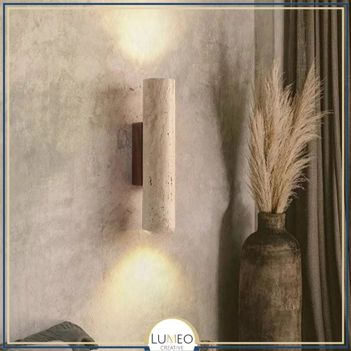 Applique murale cylindre en pierre naturelle | Éclairage doux haut et bas