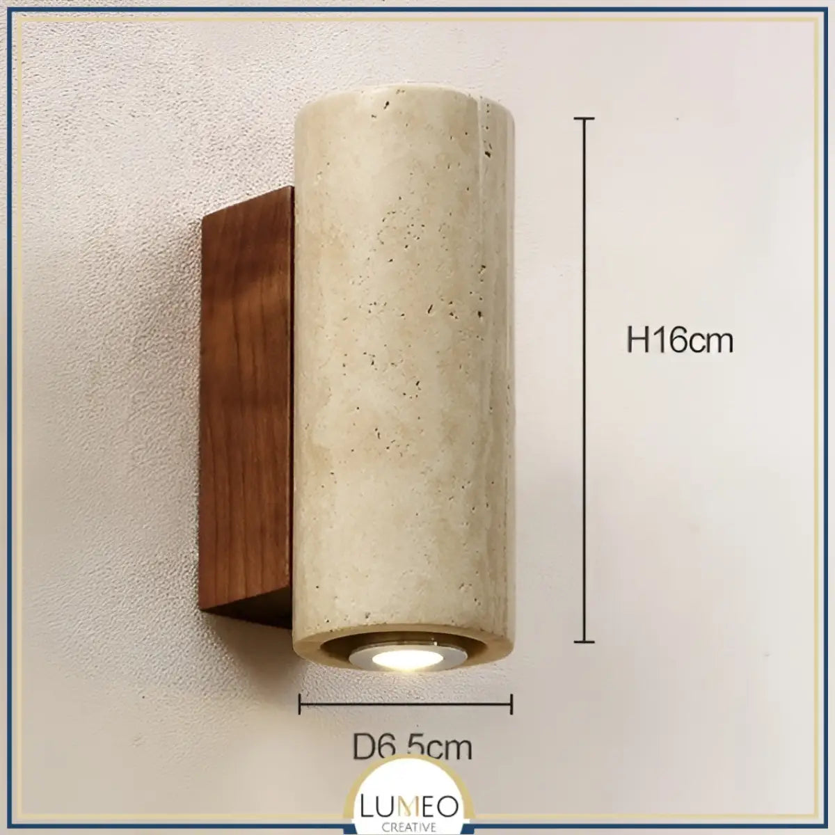 Applique murale cylindre en pierre naturelle | Éclairage doux haut et bas B / Blanc froid