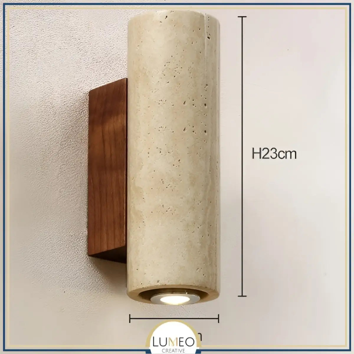 Applique murale cylindre en pierre naturelle | Éclairage doux haut et bas B / XL / Blanc froid