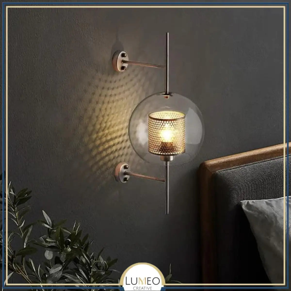 Applique murale cylindrique verre & métal | Luminaire mural style art déco moderne