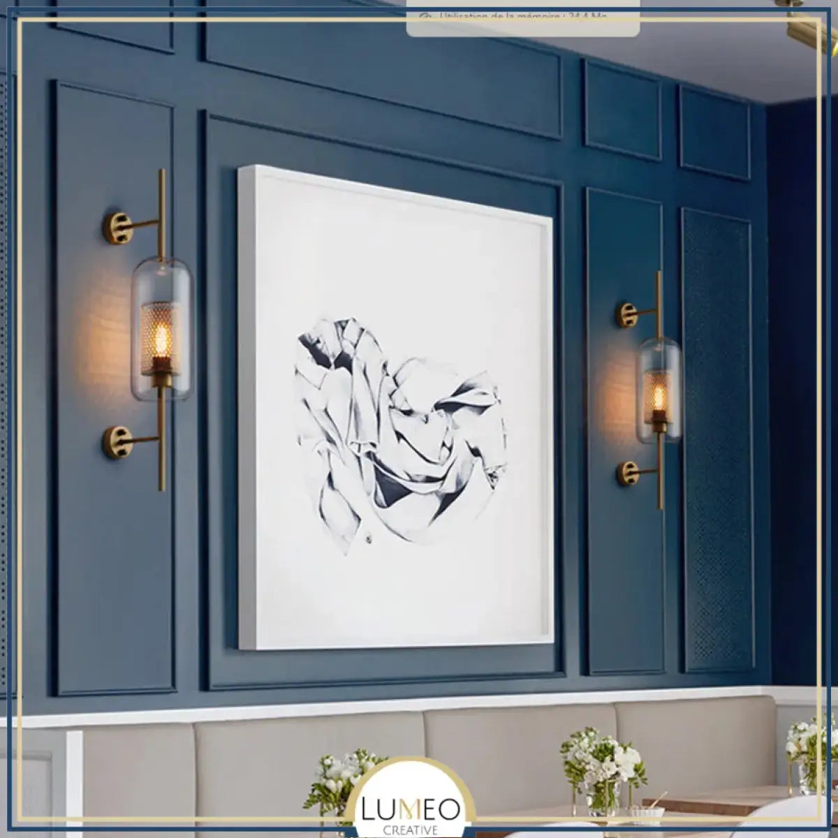 Applique murale cylindrique verre & métal | Luminaire mural style art déco moderne