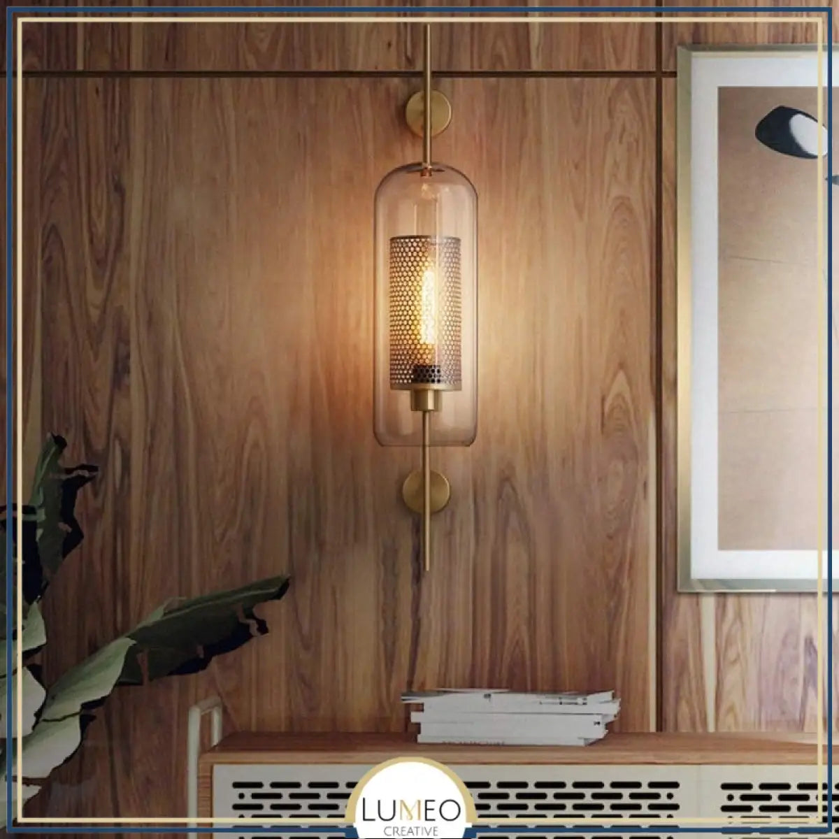 Applique murale cylindrique verre & métal | Luminaire mural style art déco moderne