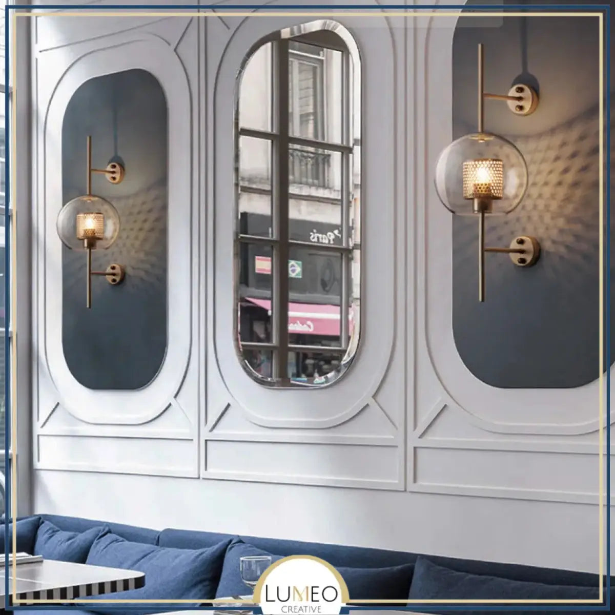 Applique murale cylindrique verre & métal | Luminaire mural style art déco moderne