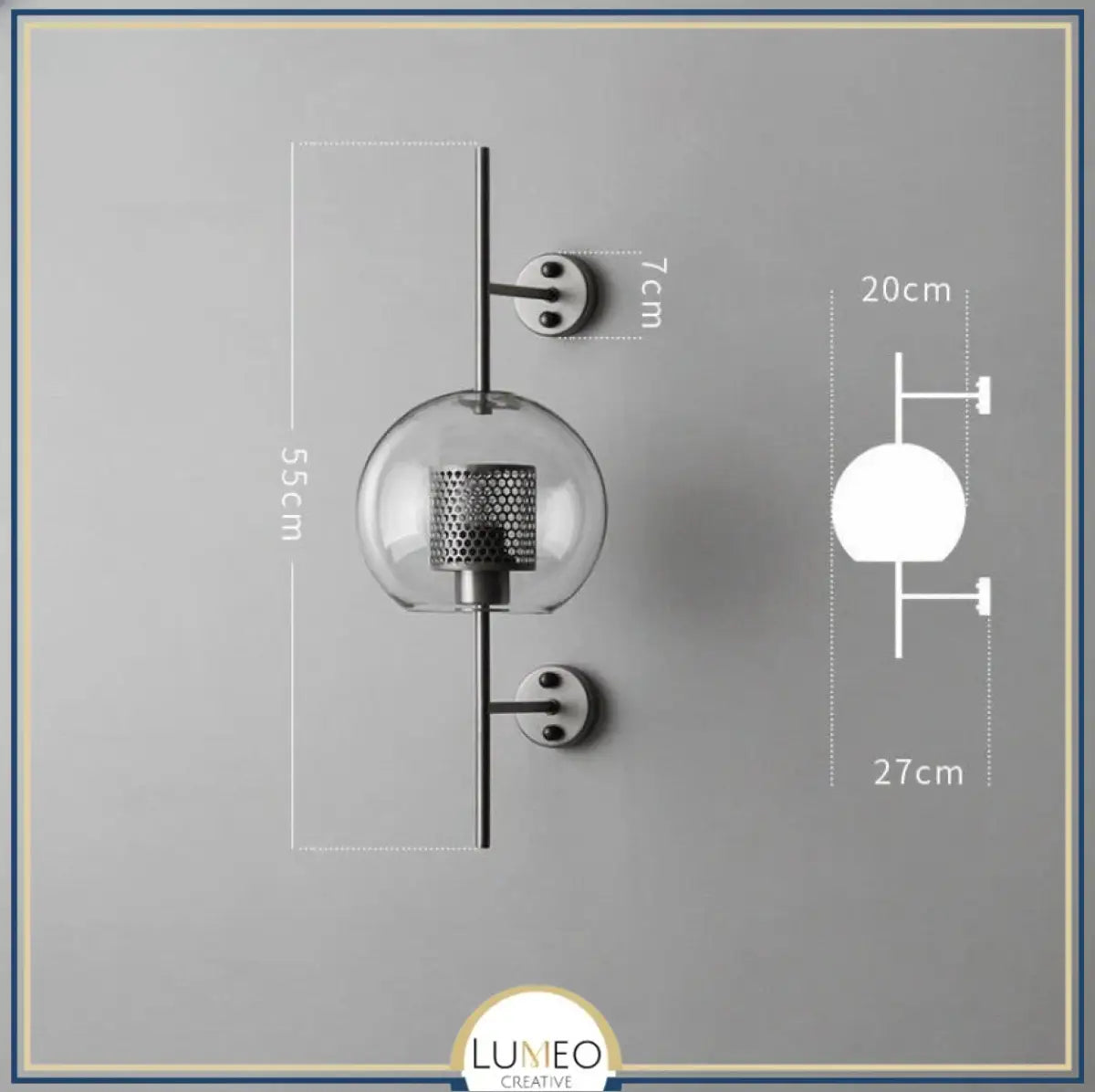 Applique murale cylindrique verre & métal | Luminaire mural style art déco moderne A / Chrome