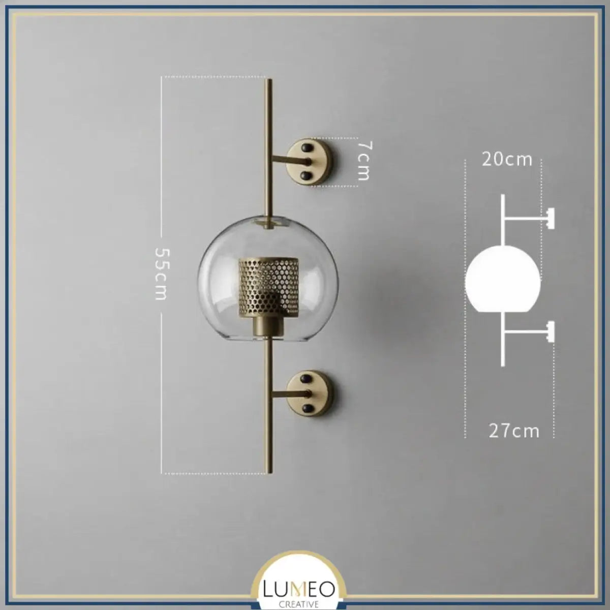 Applique murale cylindrique verre & métal | Luminaire mural style art déco moderne A / Cuivre