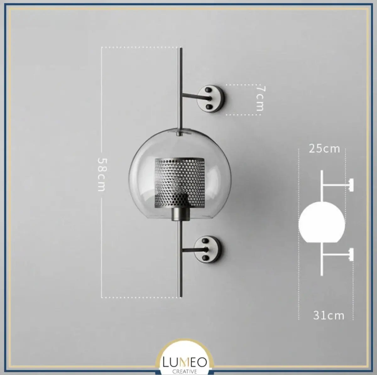 Applique murale cylindrique verre & métal | Luminaire mural style art déco moderne A XL / Chrome