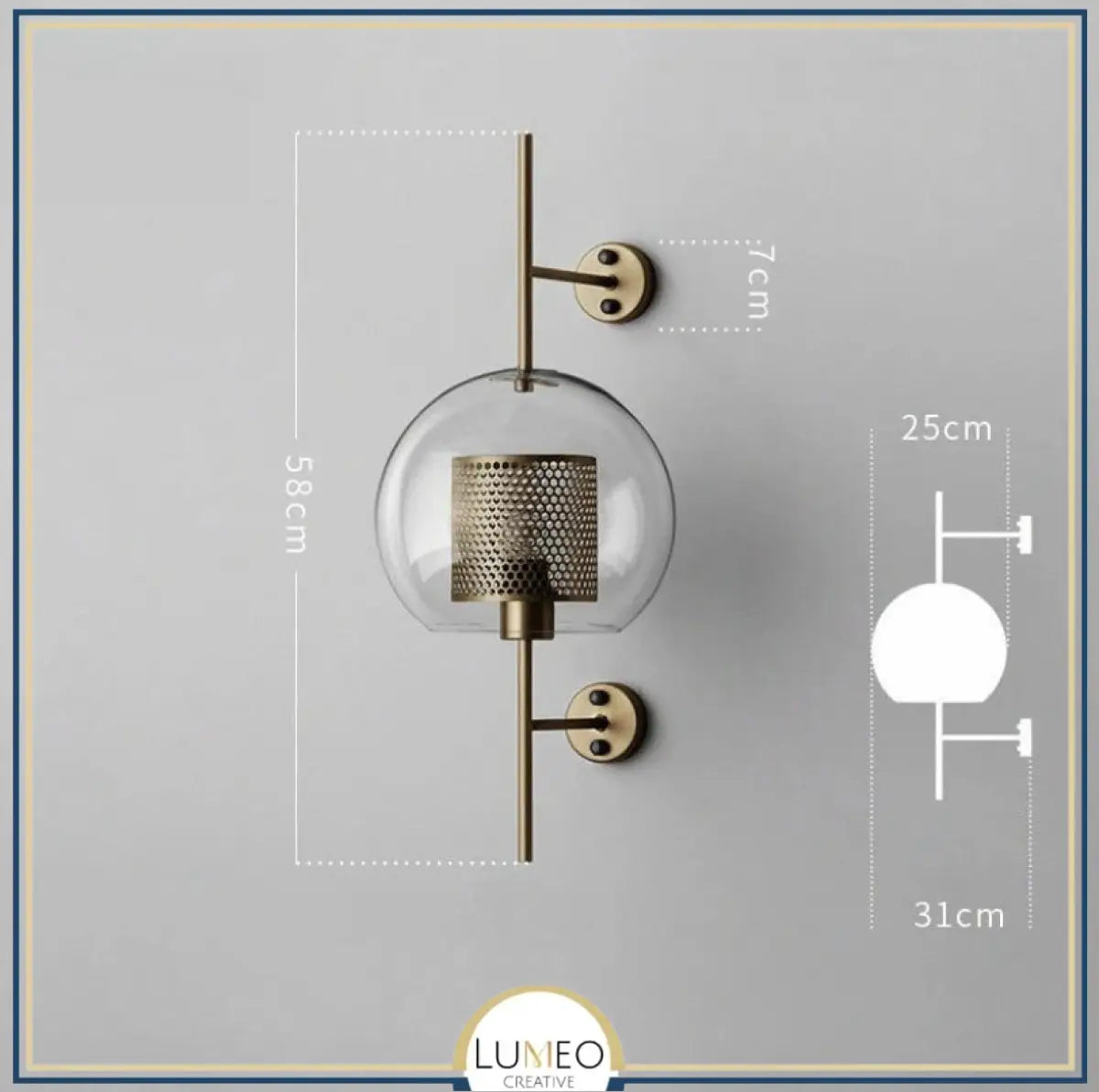 Applique murale cylindrique verre & métal | Luminaire mural style art déco moderne A XL / Cuivre