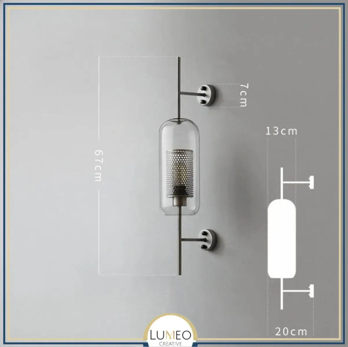 Applique murale cylindrique verre & métal | Luminaire mural style art déco moderne B / Chrome