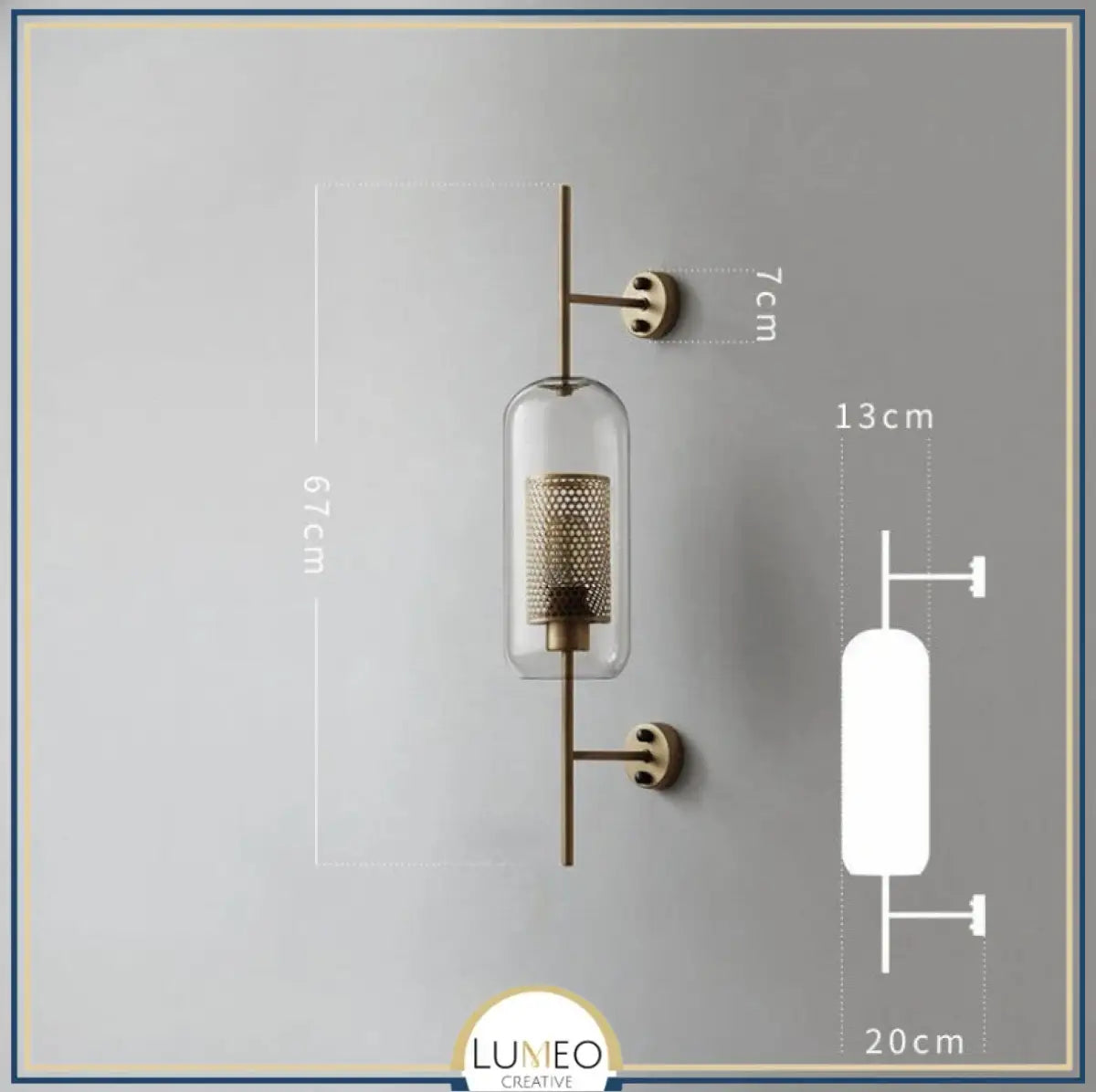 Applique murale cylindrique verre & métal | Luminaire mural style art déco moderne B / Cuivre