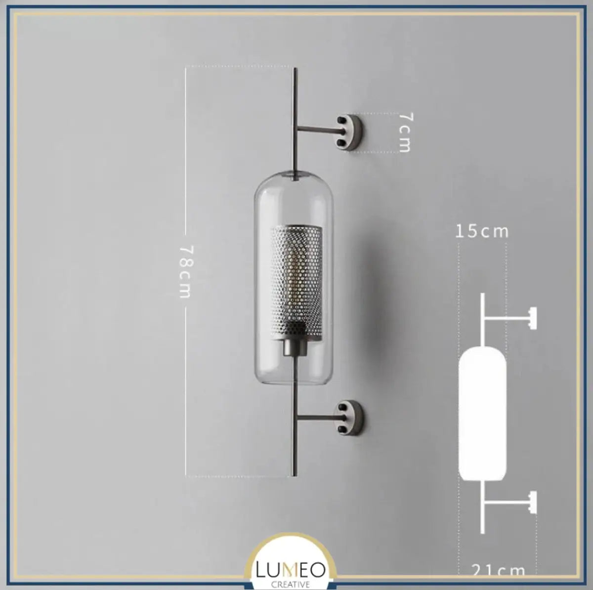 Applique murale cylindrique verre & métal | Luminaire mural style art déco moderne B XL / Chrome