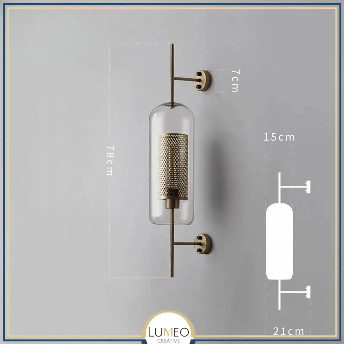 Applique murale cylindrique verre & métal | Luminaire mural style art déco moderne B XL / Cuivre