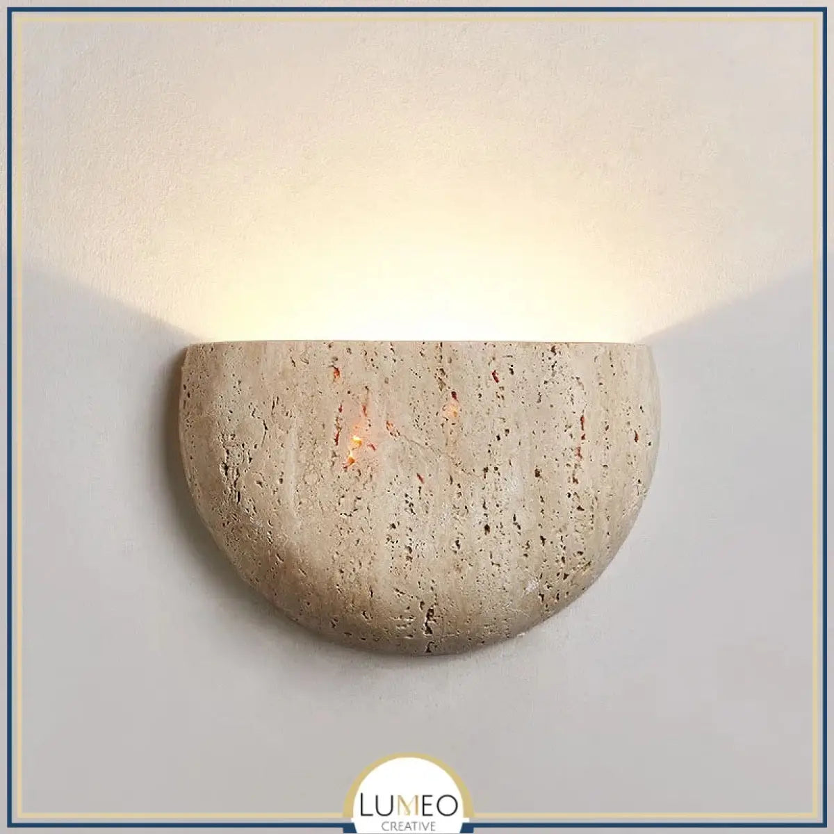 Applique murale demi lune en pierre naturelle | Luminaire sculptural à lumière indirecte
