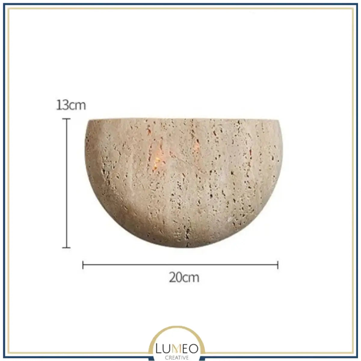 Applique murale demi lune en pierre naturelle | Luminaire sculptural à lumière indirecte