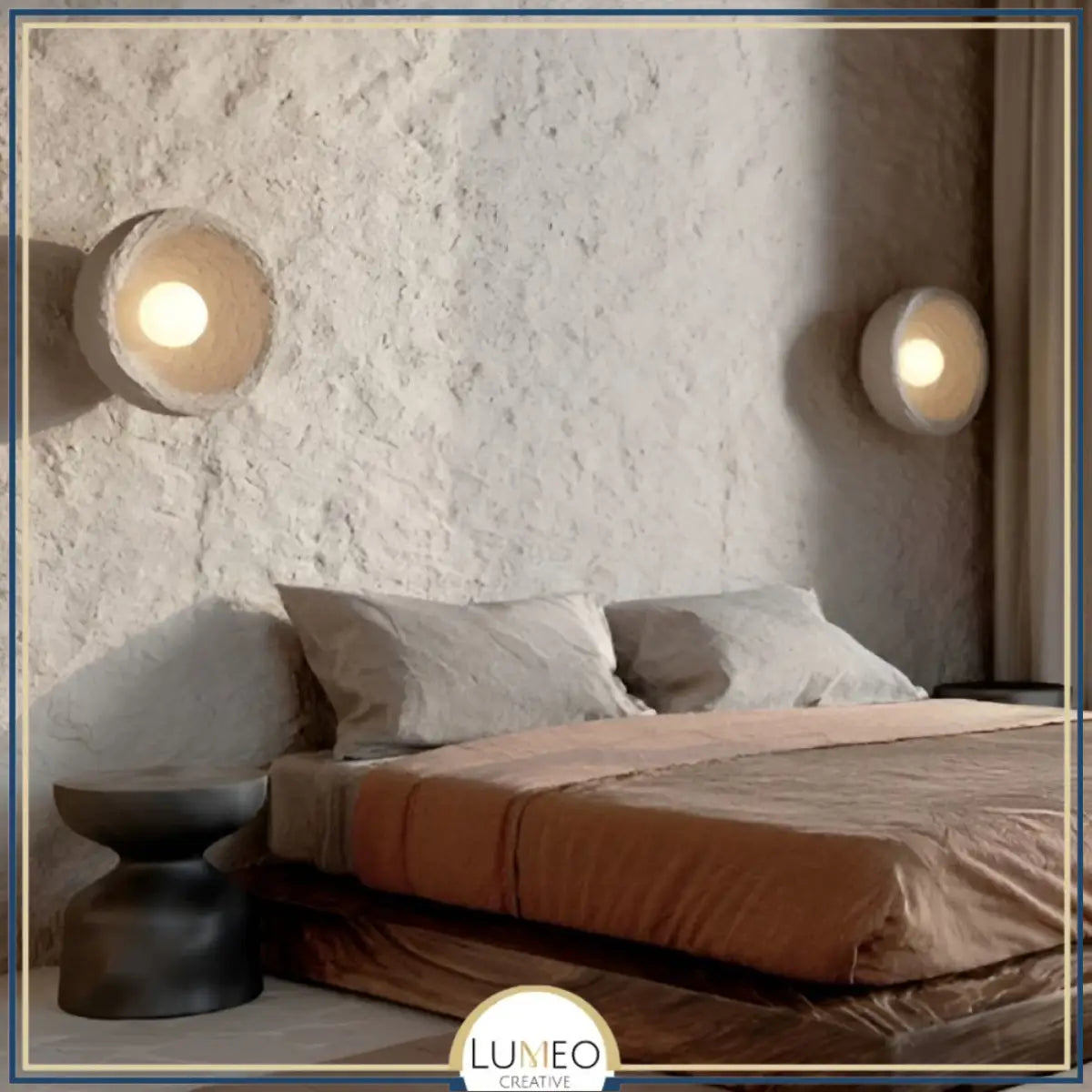 Applique murale disque texturée | Luminaire artistique en relief