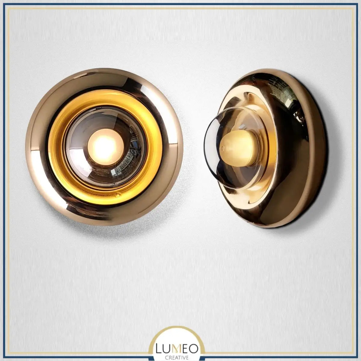 Applique murale dorée ou crème design sphérique | Luminaire mural art déco